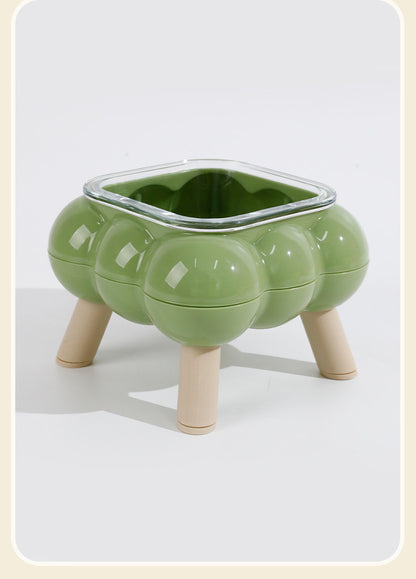 Pipitao Cat Bowl Bubble Glass Design Four Legged High Foot Easy to Clean Pet Feeder