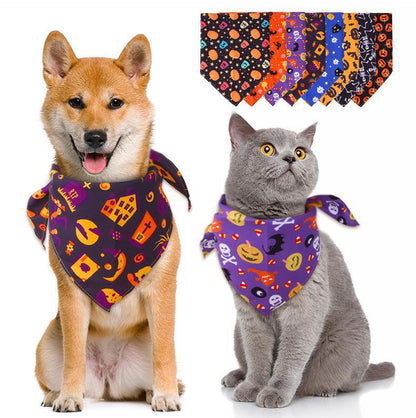 Pet Halloween bandana dog drool bib cat neck scarf