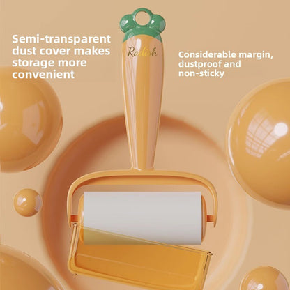 Tearable Carrot Lint Roller Strong Brush for Clothes Pet Hair with Replaceable Paper