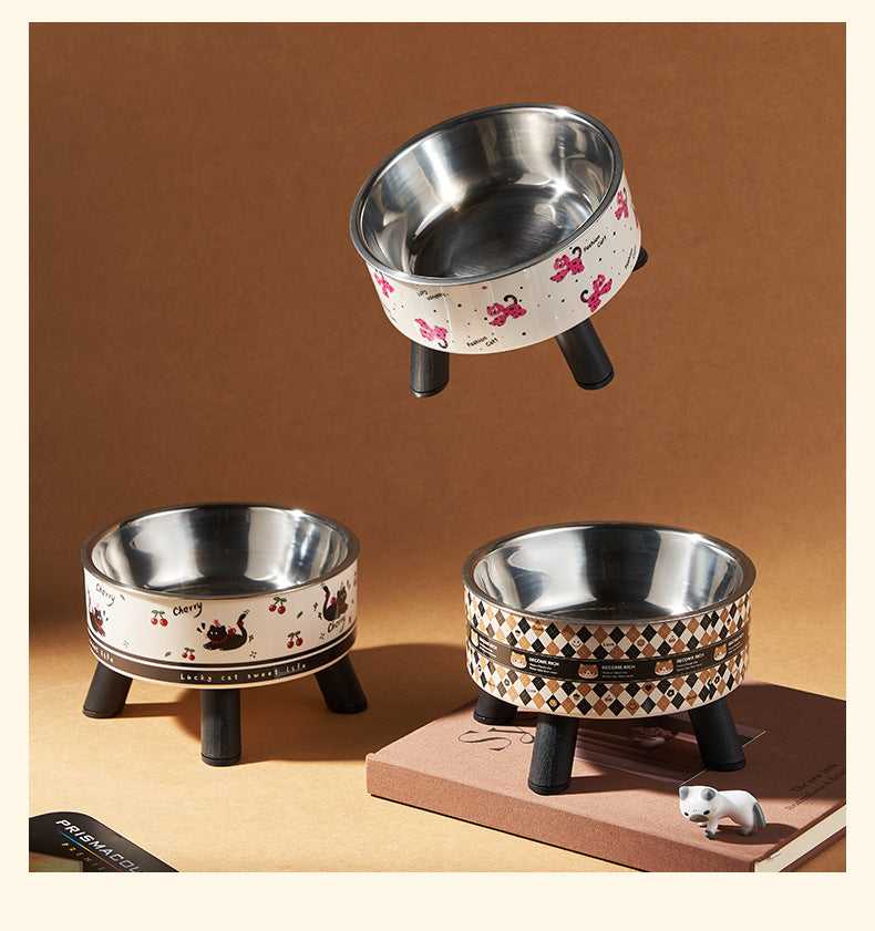 Universal Elevated Pet Food Bowl Cute Design Neck Support Anti Slip Anti Tip Detachable Feeder for Puppies Kittens and Small Pets
