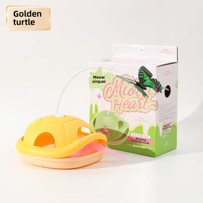 Energy-Consuming Cat Toy Meow Heart Treasure Box with Electric Rotating Turtle