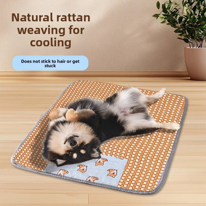 Cooling Mat Pet Bed Mat for All Seasons Rattan Teddy Cat Dog Summer Use