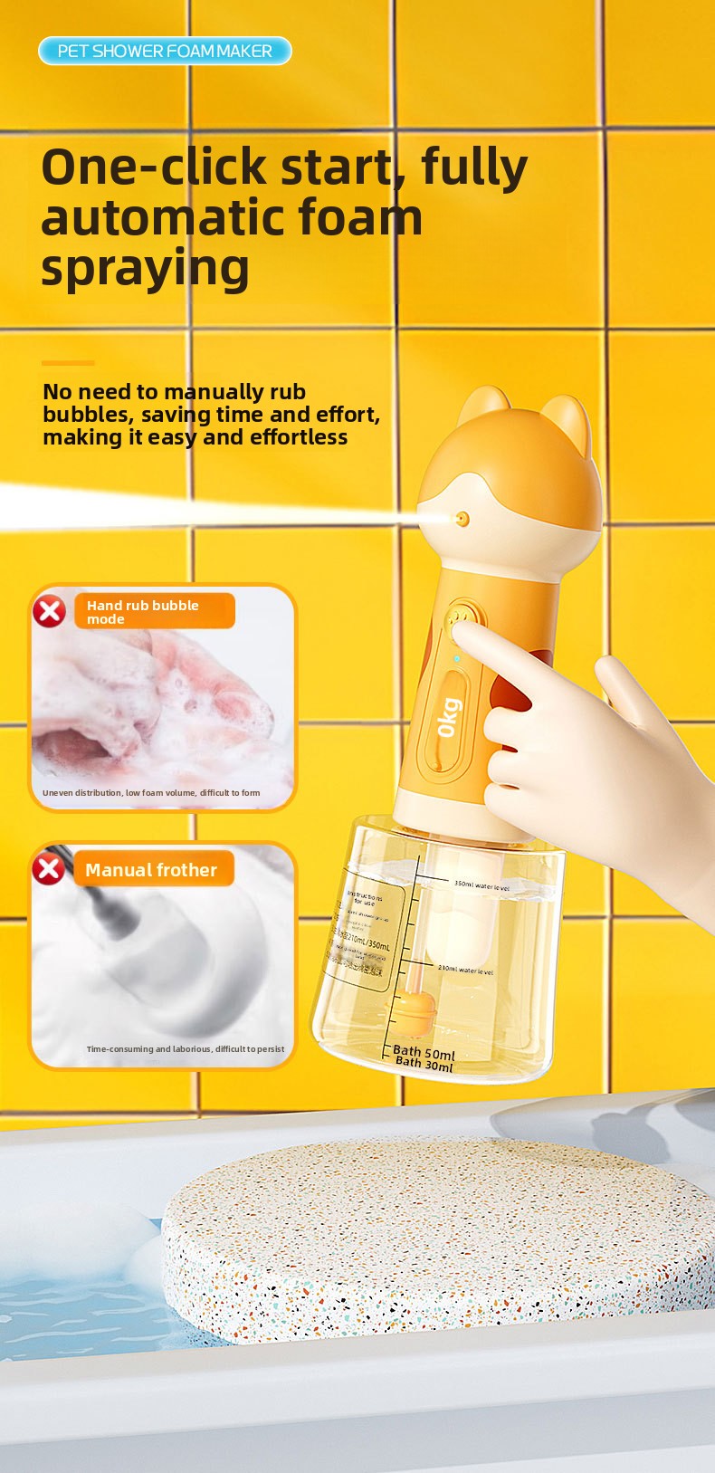 Smart Pet Bubble Machine with Cute Deer Look for Dog Cat Shower