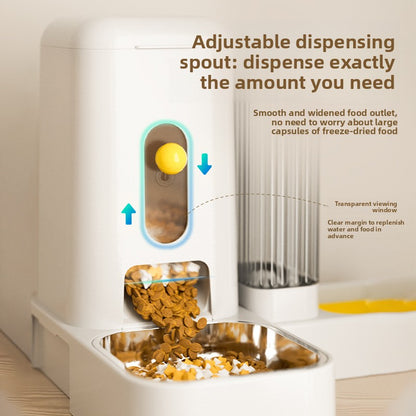 Stainless Steel Cat Bowl Dog Bowl Automatic Water Dispenser with Dry Wet Food Separation Large Capacity Pet Feeder Drinking Fountain Quiet Pump