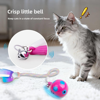 Interactive Q-Bounce Pet Ball Automatic Rolling Smart Fun with Tail Bell