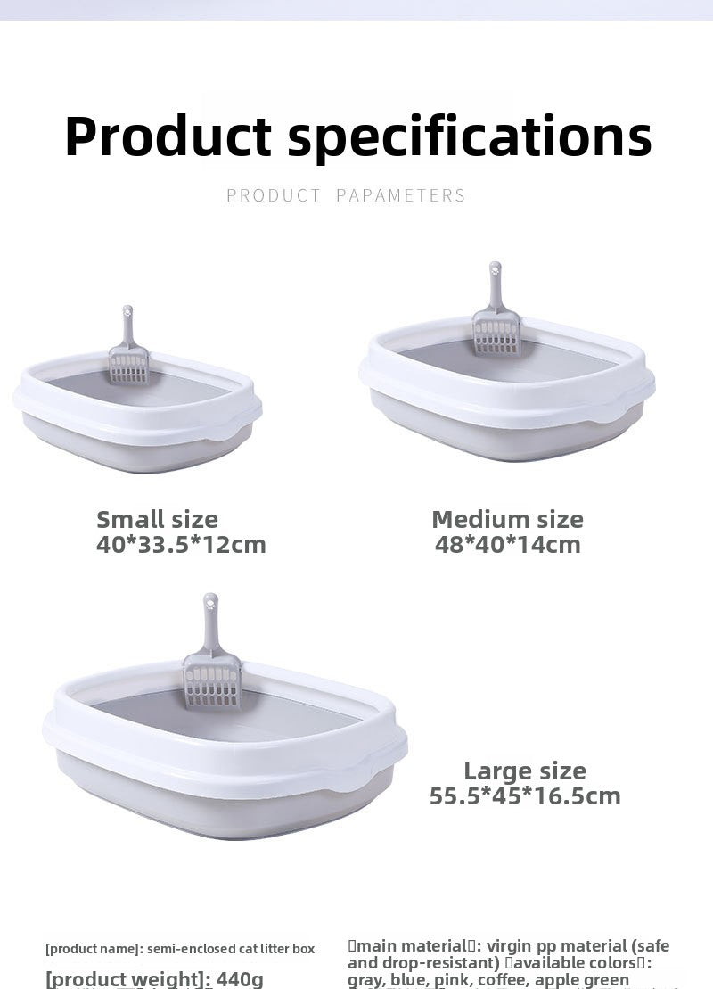 Pet Supplies Semi-Enclosed Cat Litter Box Durable Cat Litter Box with Cat Litter Scoop Cat Toilet
