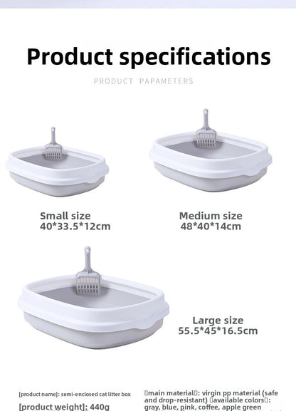Pet Supplies Semi-Enclosed Cat Litter Box Durable Cat Litter Box with Cat Litter Scoop Cat Toilet