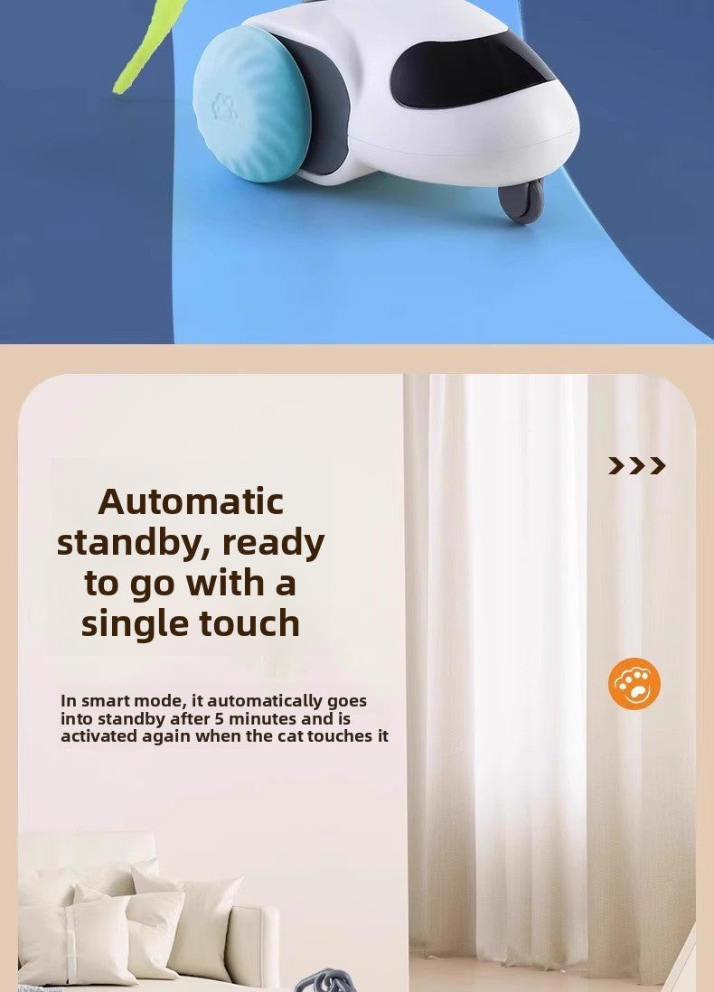 Electric Pet Running Car Feather Teaser Cat Toy for Independent Play