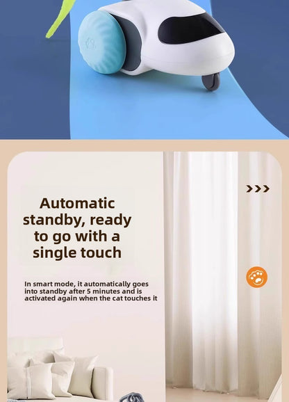 Electric Pet Running Car Feather Teaser Cat Toy for Independent Play