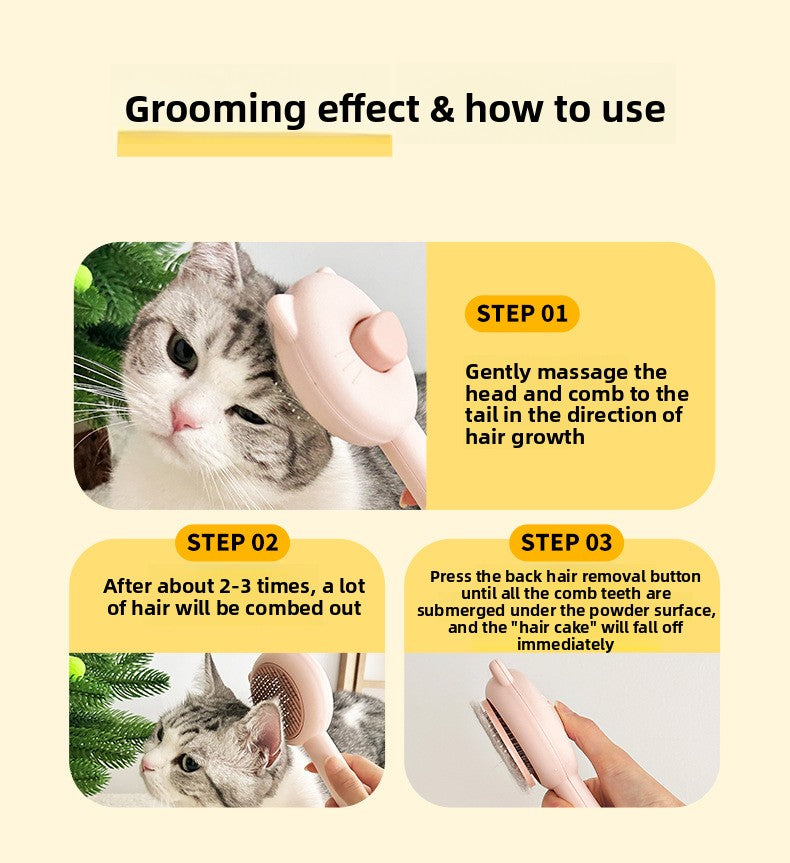 One-Click Hair Removal Comb for Cats Dogs Knot-Free Massage Tool