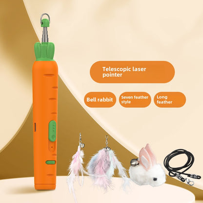 Carrot Laser Cat Teaser Infrared Laser Light Cat Teaser Feather Bell Pet Supplies