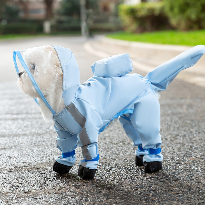 Waterproof Pet Raincoat Full Coverage Four Legged Design for Small and Medium Dogs Summer Outdoor Adventure Cartoon Teddy Dog Clothes