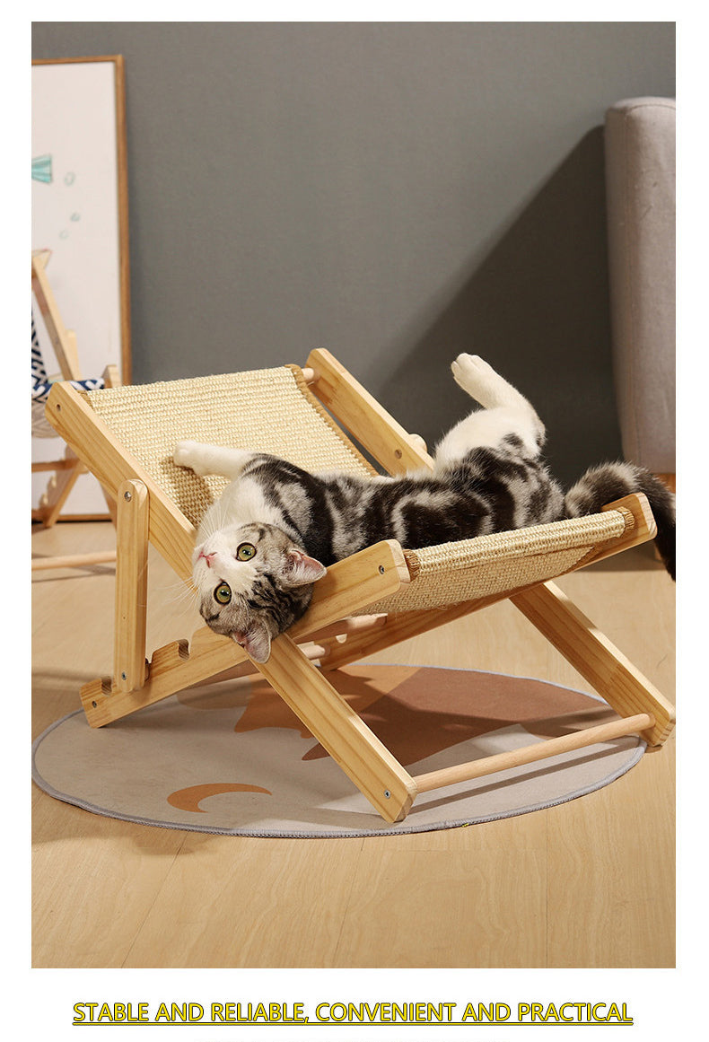 Jianma Solid Wood Adjustable Cat Sofa Chair Scratch-Resistant Cat Bed Lounger Pet Furniture