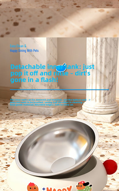 Pet Stainless Steel Cat Bowl Non-Slip Dopamine Color High-Leg Design Anti-Black Chin Cat Food Bowl Neck Protection
