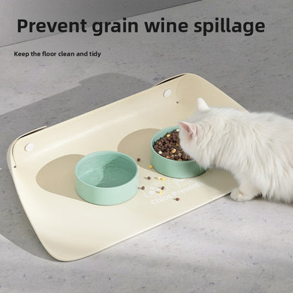 Semi Enclosed Waterproof Pet Placemat Non Slip Oil Proof Thickened Leather Dining Mat for Cats Dogs Food Bowl Mat Creative Design