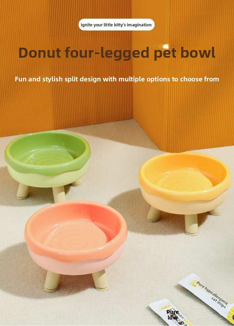 Donut High Raised Dog Bowl Anti Spill Slow Feeder with Neck Support for Large Medium Small Dogs and Cats Pet Food Water Bowl