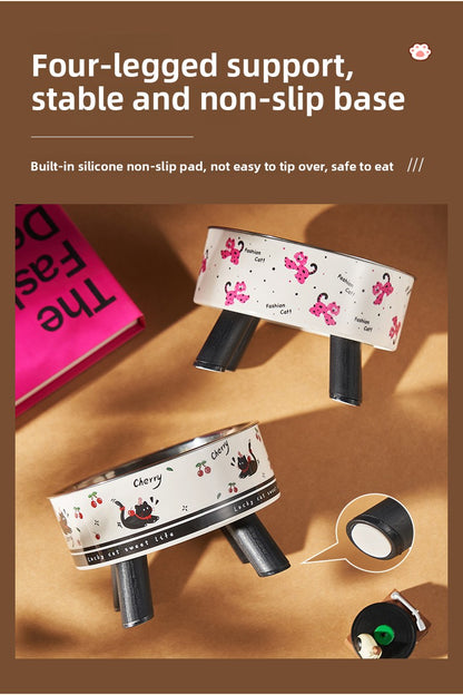 Universal Elevated Pet Food Bowl Cute Design Neck Support Anti Slip Anti Tip Detachable Feeder for Puppies Kittens and Small Pets