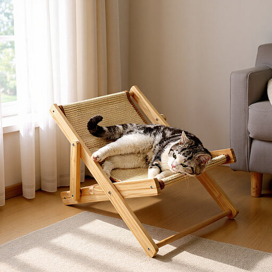 Jianma Solid Wood Adjustable Cat Sofa Chair Scratch-Resistant Cat Bed Lounger Pet Furniture