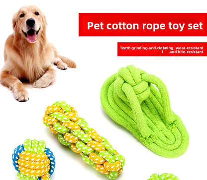 Cotton Rope Dog Toy Set Durable Chew Pet Training Combination