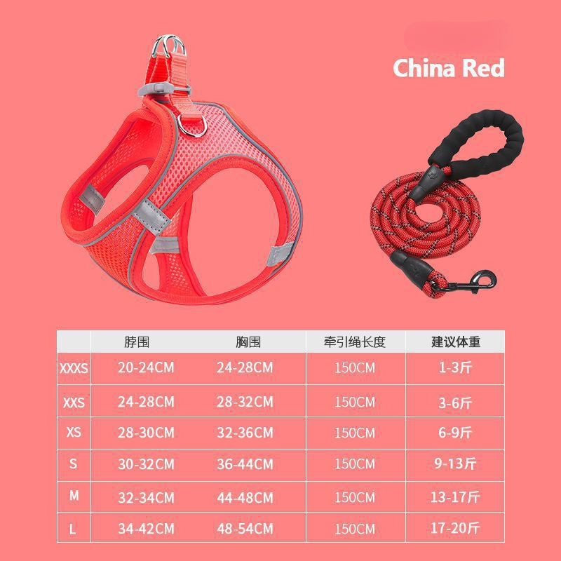 New Pet Vest-Style Pet Harness Reflective Breathable Cat Dog Leash Walking Leash Dropshipping