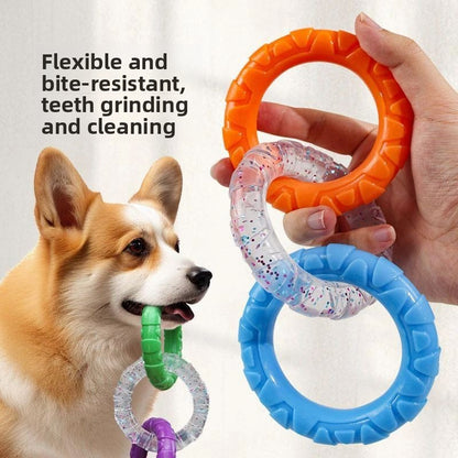 Pet Toy Dog HighValue Durable Chew ThreeLink Interactive Pull Ring