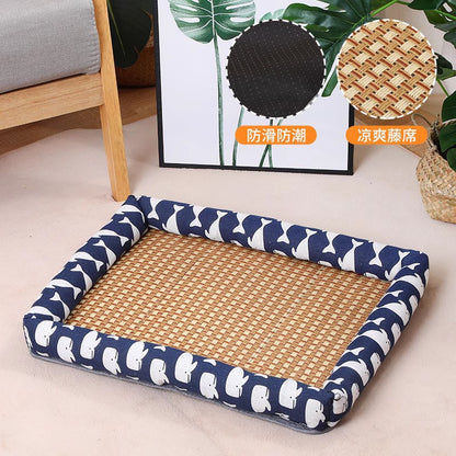 Pet Cooling Mat Nest Summer Linen High Temperature Heat-Resistant Dog Nest Rattan Woven Mat Square Cooling Nest All-Season Universal Cooling Mat Wholesale