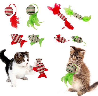 Durable Striped Sisal Cat Toy for Self-Entertainment Teeth Cleaning Play