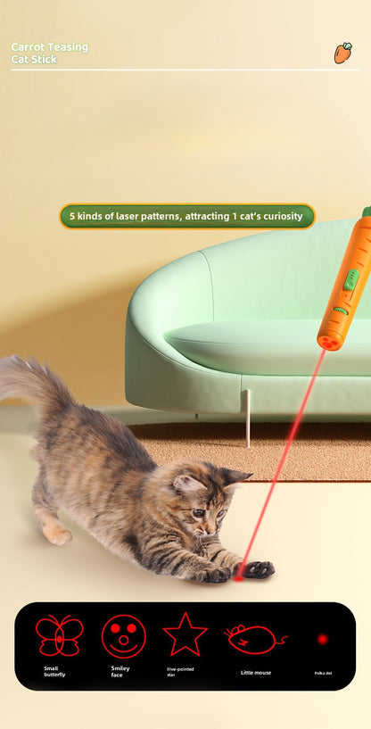 Carrot Laser Cat Teaser Infrared Laser Light Cat Teaser Feather Bell Pet Supplies