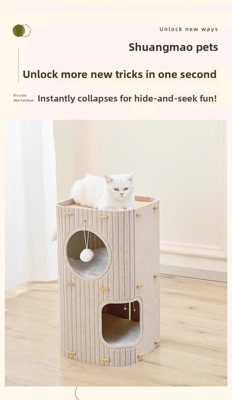 Luxury Multi-layer Pet Cat Tree All-season Design Winter Double-layer Scratching Board Enclosed Cat House