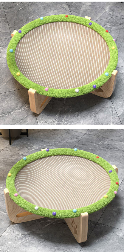 Integrated AllSeason Cat Bed Trampoline Wooden Scratcher MoistureProof Breathable Hammock