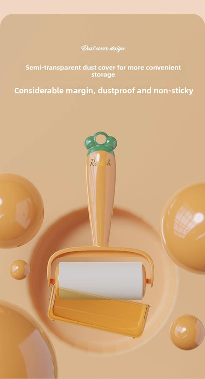 Tearable Carrot Lint Roller Strong Brush for Clothes Pet Hair with Replaceable Paper