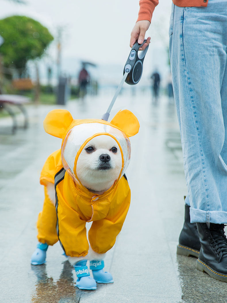 Waterproof Pet Raincoat Full Coverage Four Legged Design for Small and Medium Dogs Summer Outdoor Adventure Cartoon Teddy Dog Clothes