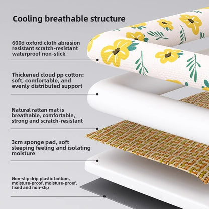 Elevated Cooling Dog Bed Summer Gel Cooling Mat with Neck Protection Removable Washable Cover Thickened Pet Bed for Medium Large Dogs Cats