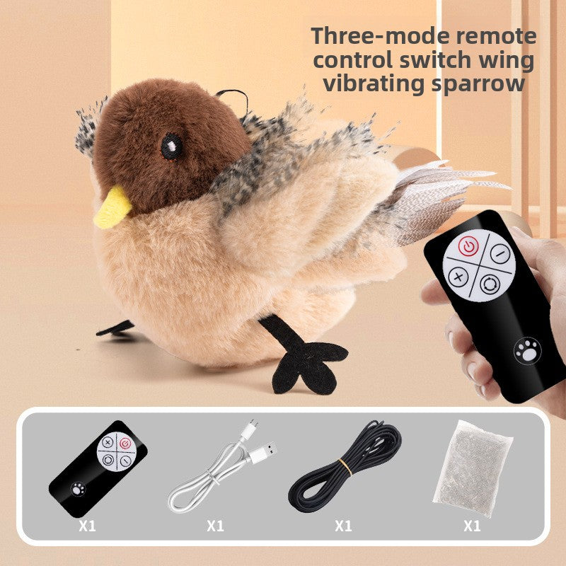 Interactive Cat Toy with Touch Sensitive Sound Plush Bird Hedgehog Capybara Teaser Stick for Teeth Grinding Self Play and Boredom Relief