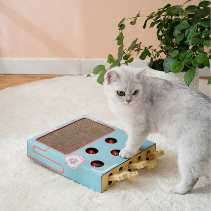 Multi Functional Cat Scratching Board with Teaser Toy Interactive Whack a Mole Game Corrugated Paper for Cats