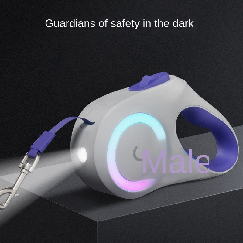 LED luminous dog leash pet leash automatic retractable walking dog leash