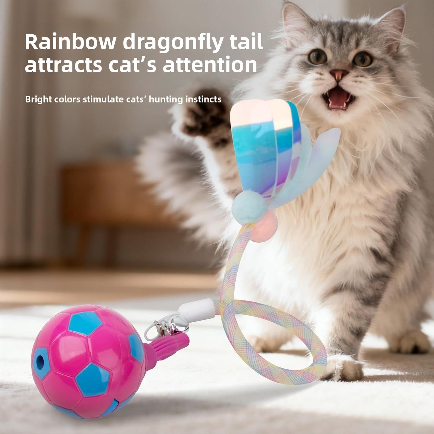 Interactive Q-Bounce Pet Ball Automatic Rolling Smart Fun with Tail Bell