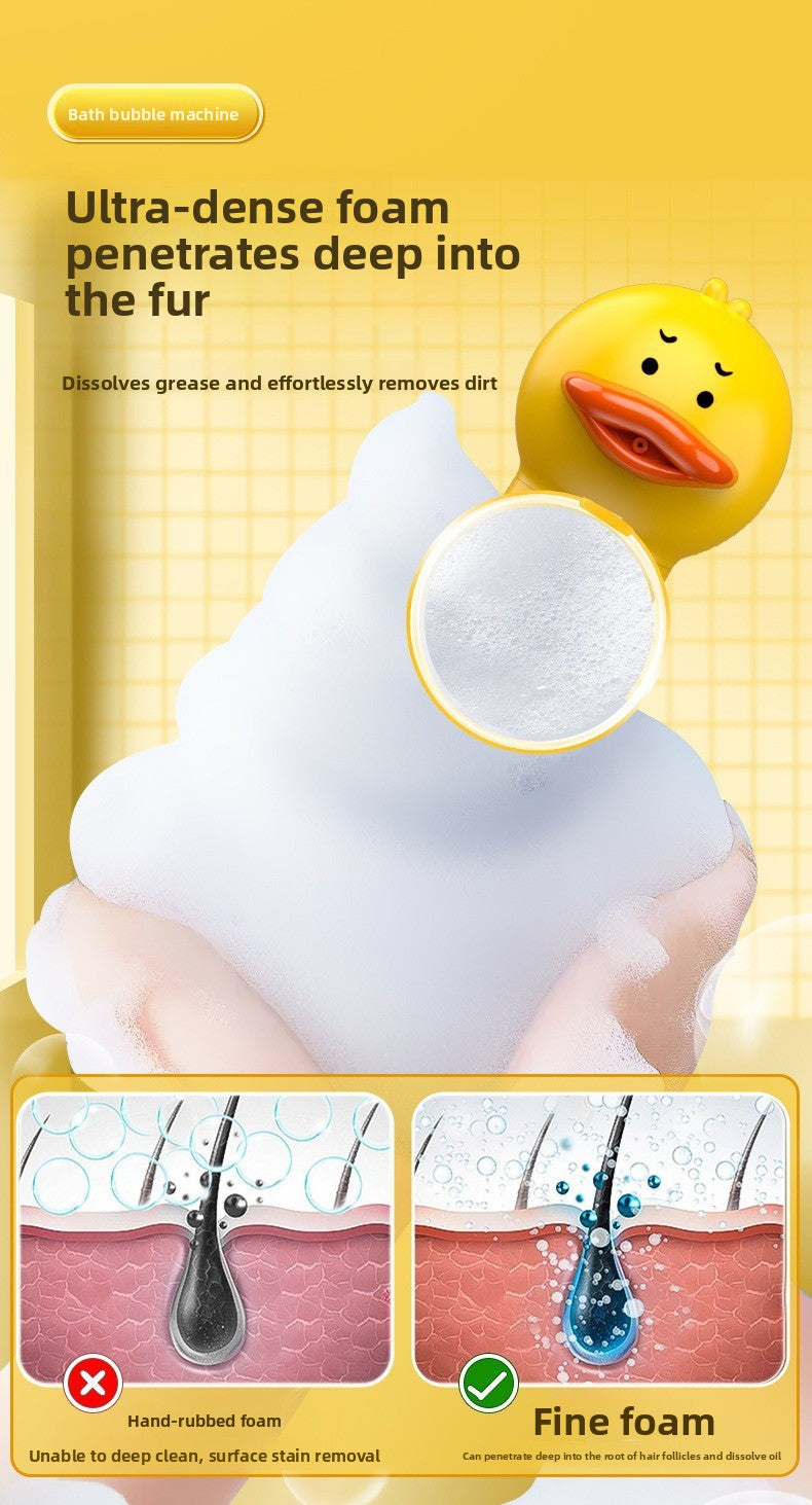 Professional Pet Bath Foam Maker Machine Automatic Foamer for Dogs Cats with Adjustable Dilution Bottle and Cute Yellow Duck Design