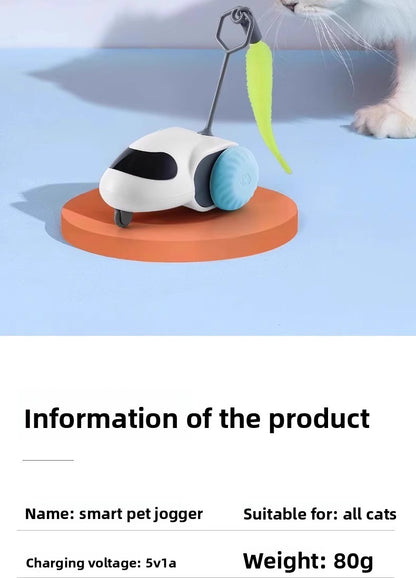 Electric Pet Running Car Feather Teaser Cat Toy for Independent Play
