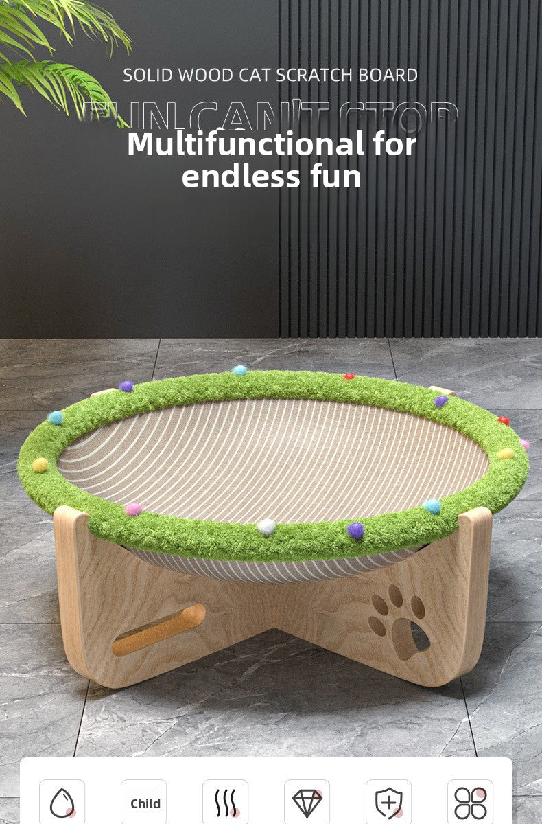 Integrated AllSeason Cat Bed Trampoline Wooden Scratcher MoistureProof Breathable Hammock