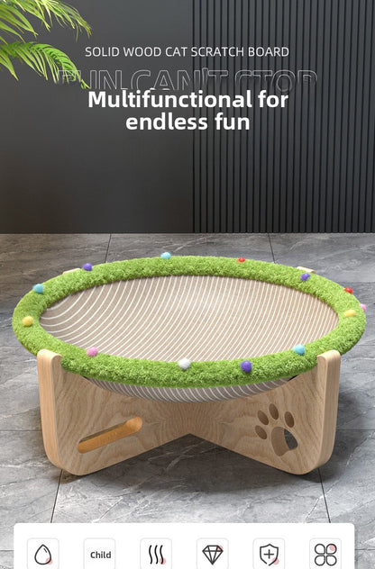 Integrated AllSeason Cat Bed Trampoline Wooden Scratcher MoistureProof Breathable Hammock