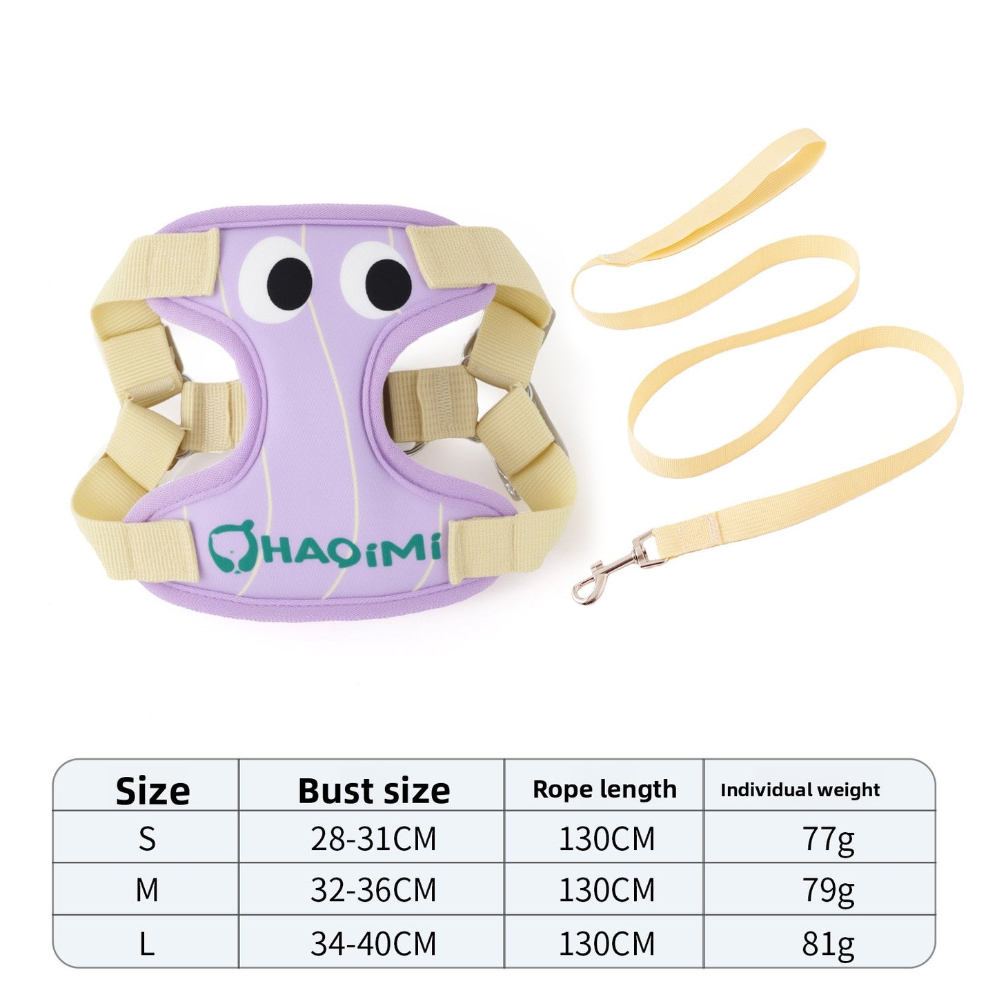 Big Eyes Cute Dog Harness and Leash Set Anti Escape Reflective Adjustable Chest Strap for Small Dogs Outdoor Travel Walking