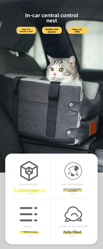 Premium Cat Car Seat Cushion Pet Bed Washable Detachable Safety Travel Carrier for Small Dogs and Cats