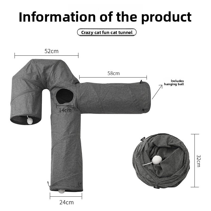 Hot-Selling New Four-Hole Three-Way Curved Foldable Scratch-Resistant Cat Tunnel Pet Toy