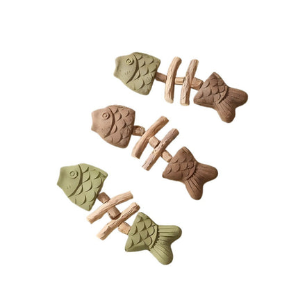 Wooden Fish Bone Teeth Cleaning Stick for Cats