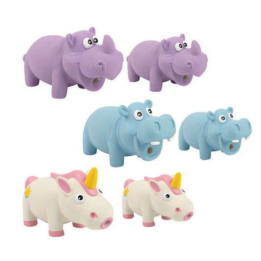 Dog Sound Toy Hippo Shape Teddy French Bulldog Teeth Cleaning Latex Durable Chew Pet Dog Toy