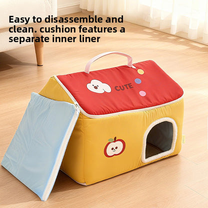 Cat House All-Season Universal Removable Washable Pet House Cat House Fully Enclosed Autumn Winter Warm Plush Dog House