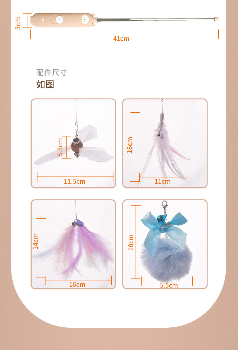 Infrared Laser Cat Teaser Wand with Detachable Feather Bell Interactive Cat Toys for Boredom and Exercise