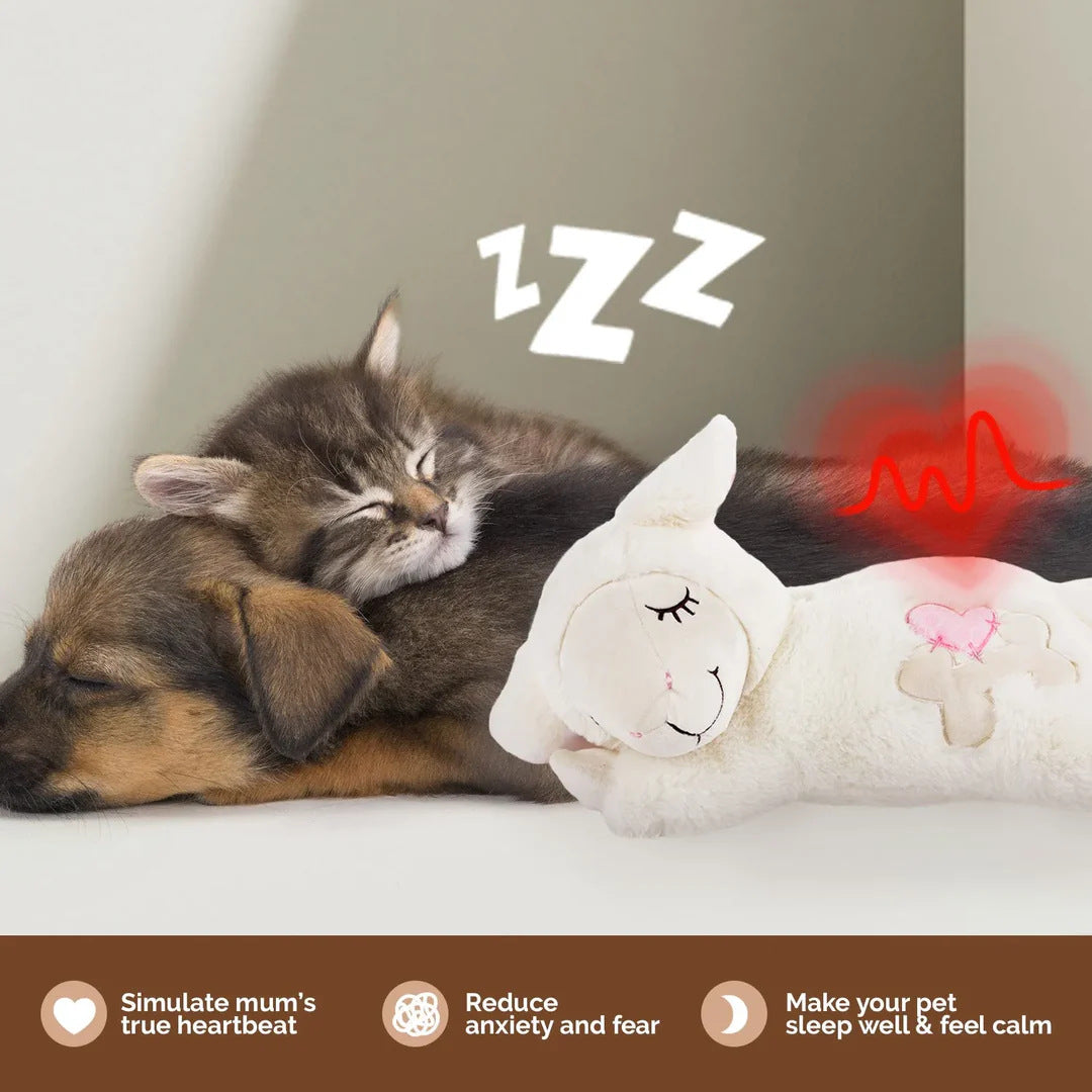 Dog Cat Anti-Anxiety Plush Lamb Pillow Having Simulated Heartbeat Feature