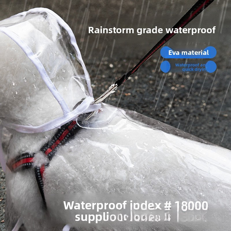 Waterproof Transparent Dog Raincoat with Leash Windproof Outdoor Pet Rain Poncho for Corgi Small Medium Dogs